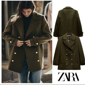 ZARA DOUBLE BREASTED WOOL BLEND COAT